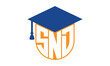 SND initial letter academic logo design vector template. school college logo, university logo, graduation cap logo, institute logo, educational logo, library logo, teaching logo, book shop, varsity