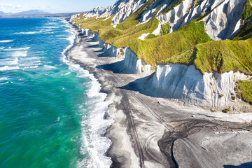 Wall Mural - White rocks on Iturup Island, South Kuriles