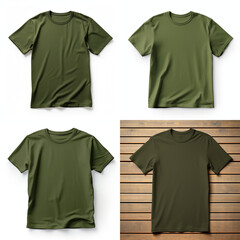 Wall Mural - Olive green t-shirt template on white background.