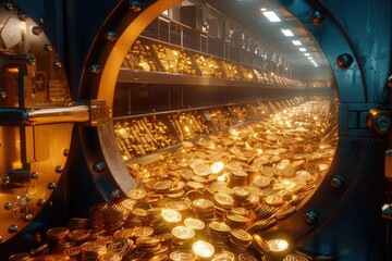 Poster - A money vault filled with gold. Generative AI.
