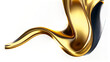 Abstract 3d realistic golden metal shape. Fluid gold wave.
