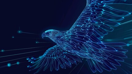 linework style blue neon eagle with streamlines moving fast data streams --ar 16:9 Job ID: bb465584-f544-430e-9bf3-a1af68f72762