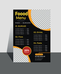 Fast food restaurant flyer template with a vintage style and vector graphic for a cafe menu