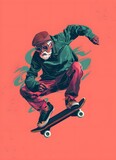 Fototapeta Młodzieżowe - Skate Grandpa Pop Art