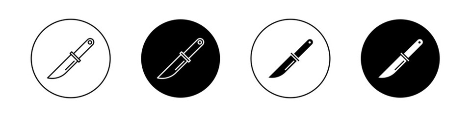 Wall Mural - knife icon set. sharp blade kitchen chef knife with handle vector symbol.