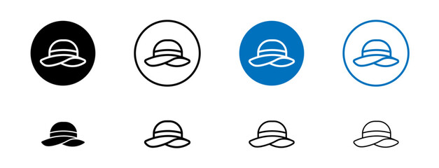 Fashionable Woman's Hat Icons. Stylish Lady Hat and Vintage Accessory Symbols.