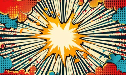 Poster - vintage retro comics boom explosion crash bang cover book design with light and dots. can be used fo