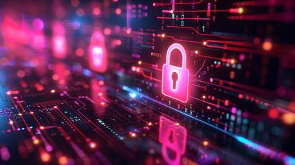 Poster - Digital Vigilance: Social Media Security Signs and Lock Symbol