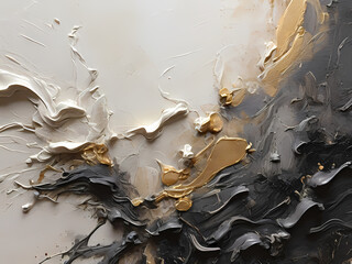 a closeup abstract rough dark and white and gold art painting texture