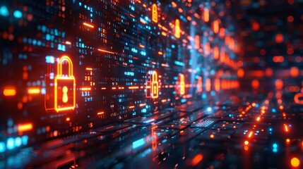 Poster - Digital Vigilance: Social Media Security Signs and Lock Symbol