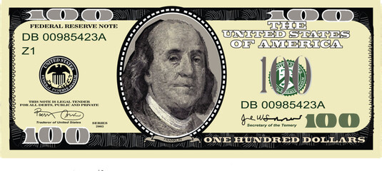 one hundred dollar Vector illustration.