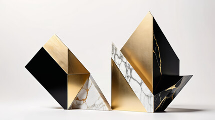 Canvas Print - Black and Gold Geometric Sculptures