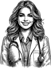 Wall Mural - Female Doctor In The White Coat With Stethoscope