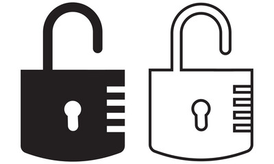 Lock icon collection. Locked  black line icon set. Flat security symbol. Vector illustration. EPS 10