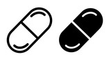 Fototapeta Londyn - Capsule and Pharmaceutical Pill Icons. Medication and Health Supplement Symbols.