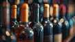 Close-up shot highlighting the elegance of assorted wine bottles