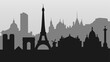 Vector background with silhouettes of Paris attractions