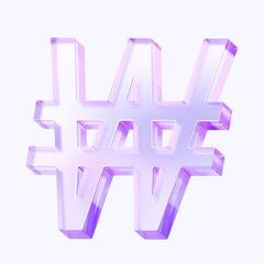 Fototapete - won icon with colorful gradient. 3d rendering illustration for graphic design, ui ux design, presentation or background . shape with glass effect	