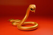 Snake is a symbol of the 2025 Chinese New Year. 3d render illustration of Golden Snake on a red background. Zodiac Sign Snake, asian oriental concept for lunar year