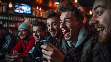 Wall Mural - A group of men are laughing