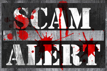 Scam Alert message with blood spatter