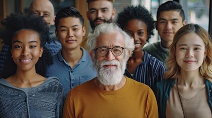 Happy Multicultural Group Looking at Camera Portraits