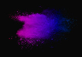 Fototapeta Motyle - Abstract powder splatted background. Colorful powder explosion on black background. Colored cloud. Colorful dust explode. Paint Holi