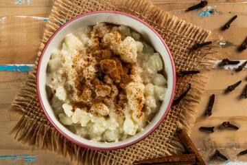 cup of canjica, typical food consumed in the Brazilian Festa Juninas