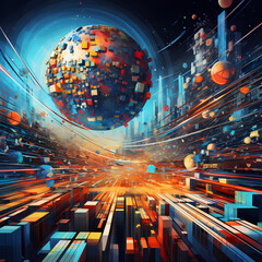 Wall Mural - Abstract representation of the digital world.