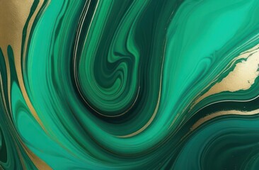 Abstract marble marbled stone ink liquid fluid painted painting texture, green swirls gold painted splashes