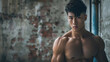 copy space, stockphoto, very handsome asian male model, boy-ish handsome look, 20 years old, well athletic build. Very attractive well build photo model. Handsome attractive sporty Asian young man. Go