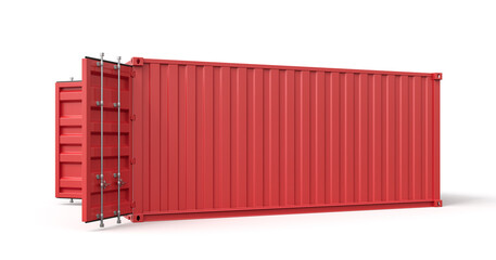 Poster - 3d rendering of open red shipping container isolated on white background