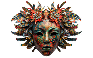 An Exotic Carnival Mask Celebrating Animals Isolated on Transparent Background.