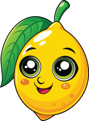 Wall Mural - lemon fruit cartoon illustration, vector of cute lemon mascot