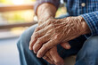 Hand of elder man. Concept of rheumatoid arthritis, osteoarthritis, or joint pain.