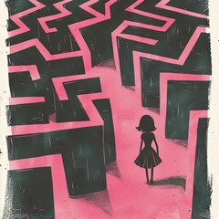 Wall Mural - a girl standing in front of a maze