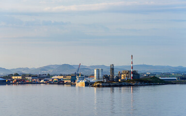 Wall Mural - Industrial Zone over FjordSailing, Stavanger, Boknafjorden, Norway