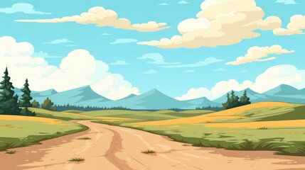 Wall Mural - a mountain with road and blue sky. mountain landscape with blue sky. landscape with mountains with b