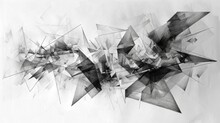 From a bird's eye view, the essence of simplicity is captured in a black and white abstract pencil sketch, revealing its imperfect yet compelling form.