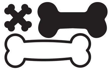 Black And White Outlined and filled Dog Bone Cartoon Drawing. Dog bone toy icon. 