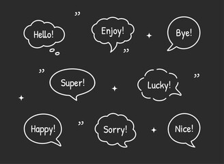 Wall Mural - hand-drawn doodle speech bubble frames for text title. set of vector text boxes, speech bubbles, and