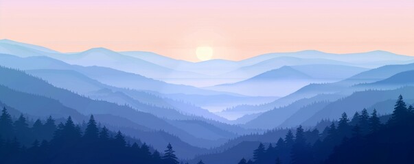 Wall Mural - A beautiful mountain range with a pink and purple sky