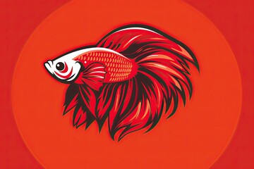 Wall Mural - Betta fish cartoon animal logo, illustration