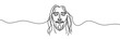Continuous one line drawing of Jesus face.