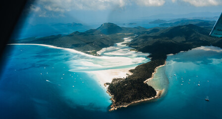 Wall Mural - whitehaven beach and hill inlet. aerial drone shot. whitsundays queensland australia, airlie beach.