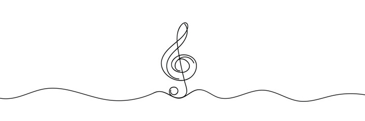 Wall Mural - The musical key is drawn as one continuous line. Vector illustration