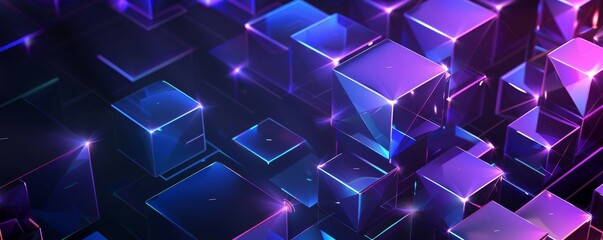 Poster - a colorful image of cubes with a blue background