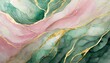 Abstract watercolor paint background pastel green aquamarine, pink color and golden. 
