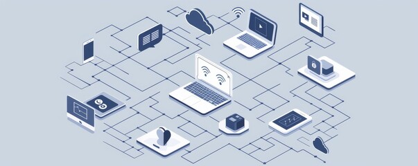 Poster - a computer network with many devices connected to it