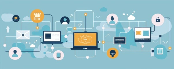 Poster - a computer network with many devices connected to it